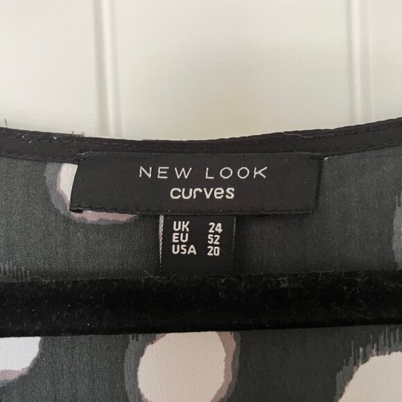 New Look Curve Tie-Waist Faux Wrap Dress 3/4 Sleeve Polka Dot - Picture 6 of 6